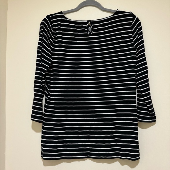 Women’s Talbots Brand Causal Black and White Striped  Long Sleeve Shirt Size M - Picture 10 of 14